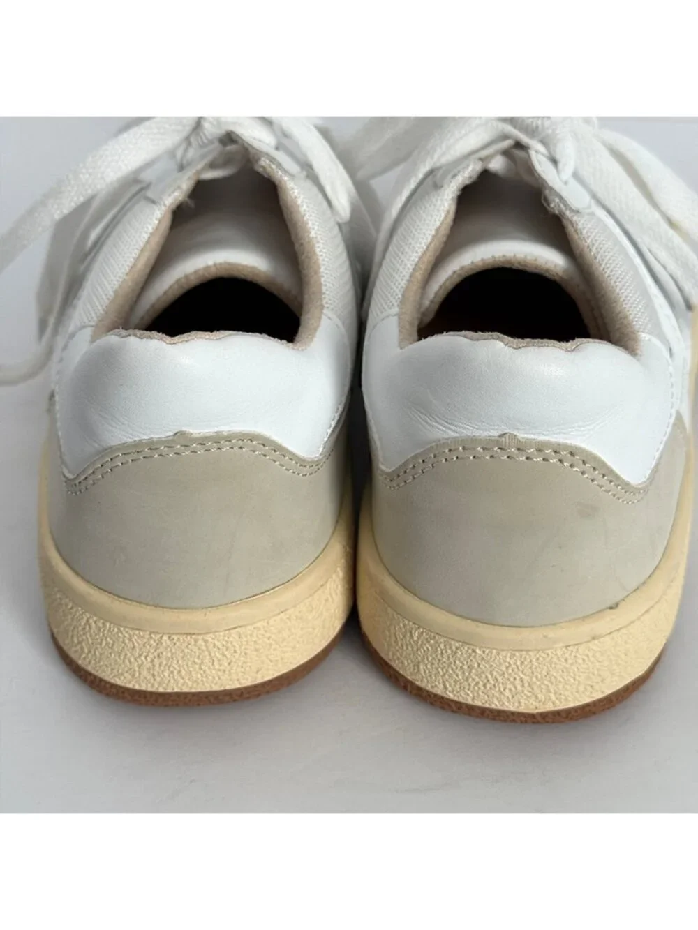 Mi.iM Women's White Lace Up Strip Sneakers Size 6.5